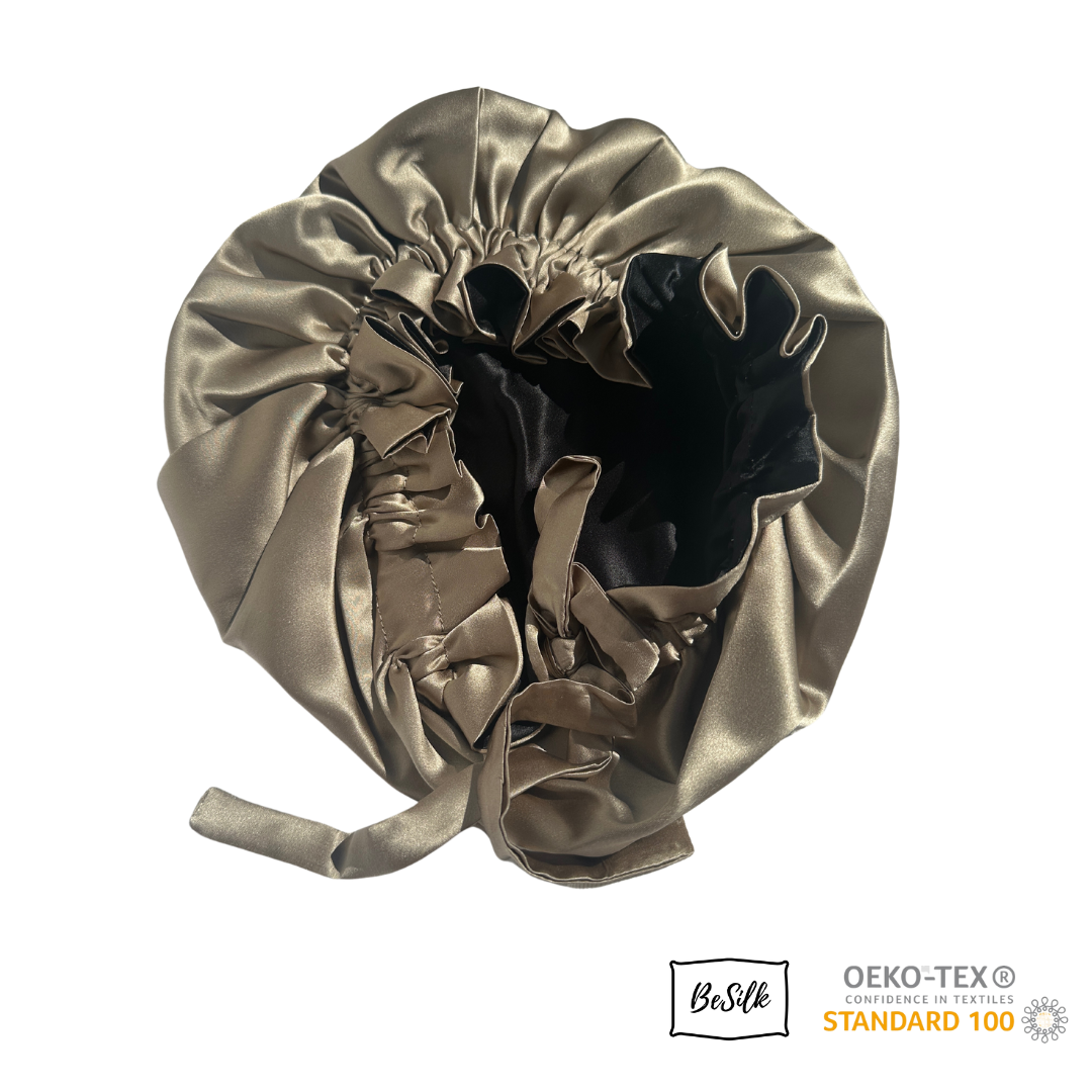 Bonnet de Nuit BeSilk™ Taupe et Noir