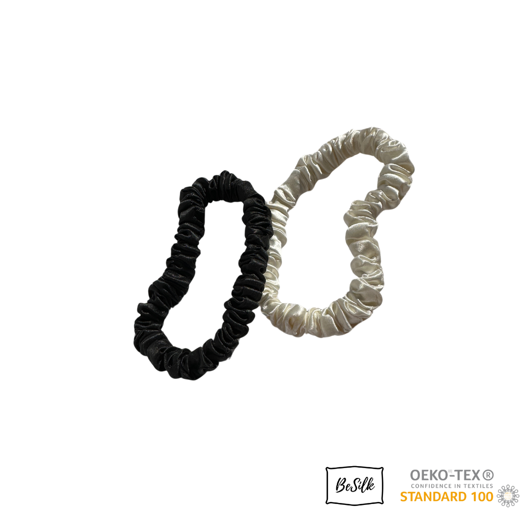Duo Scrunchies Mini Blanc Perle et Noir