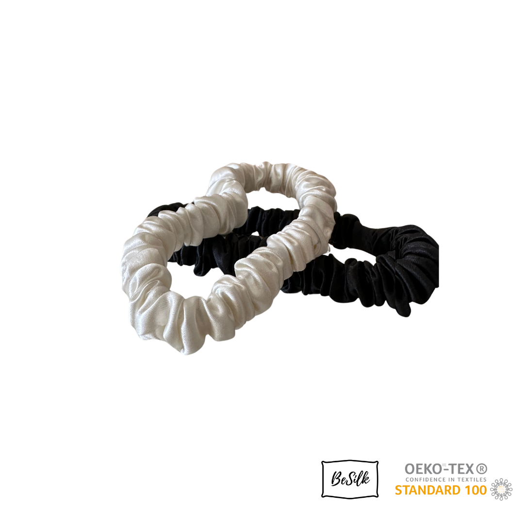 Duo Scrunchies Mini Blanc Perle et Noir