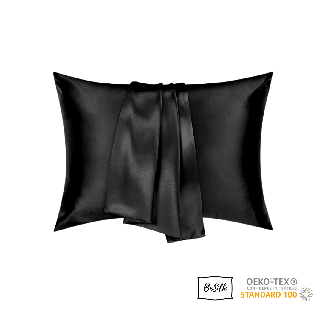 Taie d'oreiller 100% soie - Noir