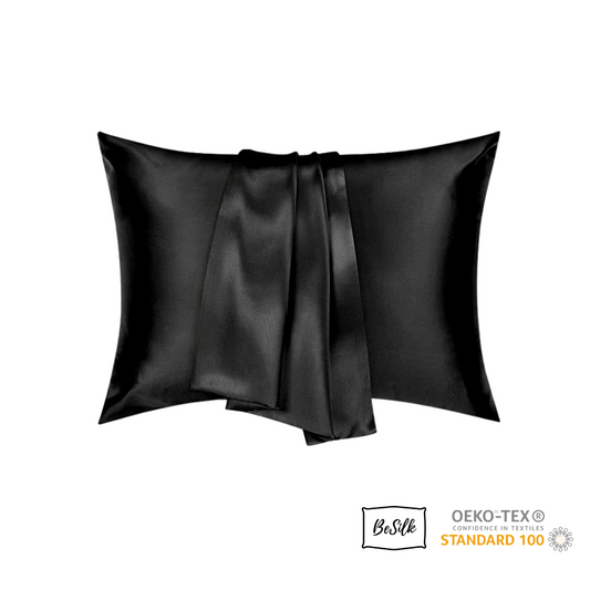 Taie d'oreiller 100% soie - Noir