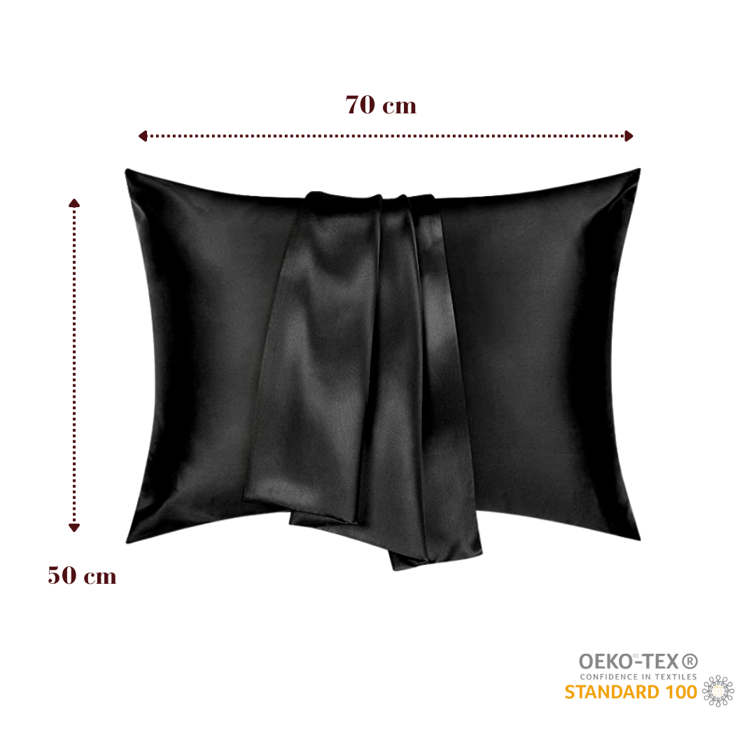 Taie d'oreiller 100% soie - Noir